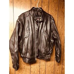 Interstate Leather Biker Jacket Mens Medium Original, Quilt Liner Motorcycle